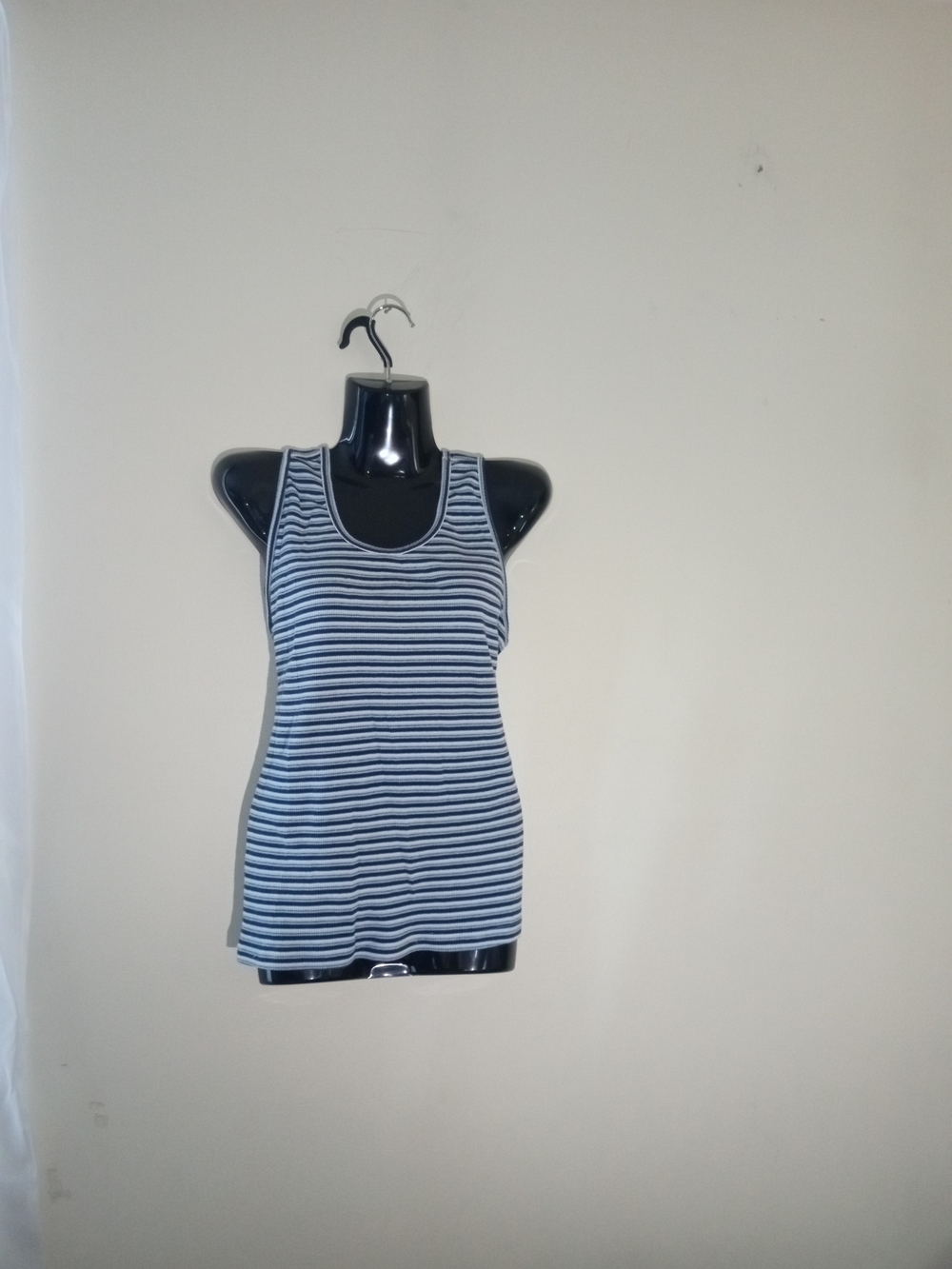 Athletic Works Navy and White Striped Tank Top
